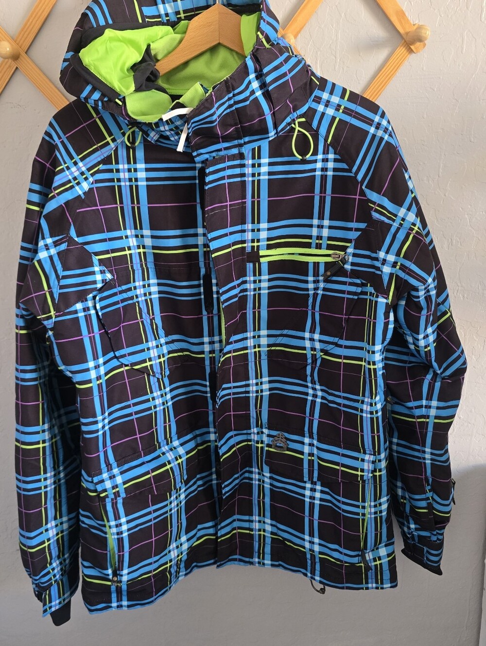 Vintage Empyre Plaid Hooded Insulated Ski/Snowboard Jacket Womens Sz Medium